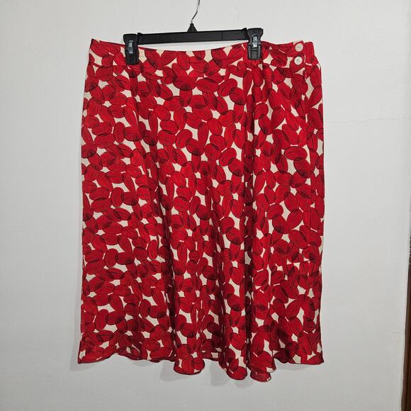 Jones New York Dresses & Skirts - 100% Silk Red and Cream Flare Midi Skirt Jones New York. Size 18W. Fully Lined.